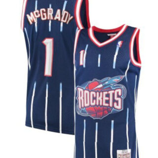 Men's Houston Rockets #1 Tracy McGrady Navy Throwback Stitched Basketball Jersey