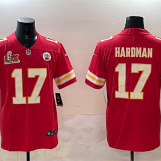 Men's Kansas City Chiefs #17 Mecole Hardman Red 2025 Super Bowl LIX Patch Vapor Untouchable Limited Stitched Football Jersey