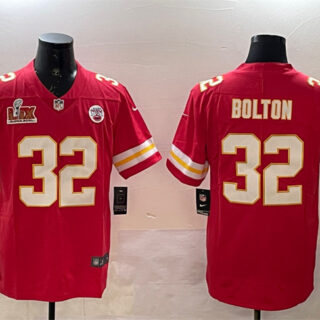 Men's Kansas City Chiefs #32 Nick Bolton Red 2025 Super Bowl LIX Patch Vapor Untouchable Limited Stitched Football Jersey