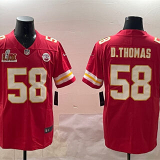 Men's Kansas City Chiefs #58 Derrick Thomas Red 2025 Super Bowl LIX Patch Vapor Untouchable Limited Stitched Football Jersey