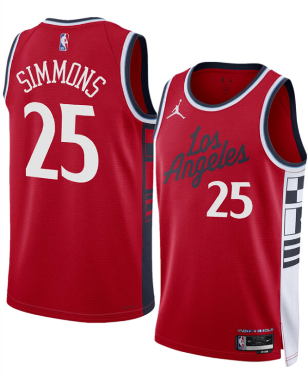 Men's Los Angeles Clippers #25 Ben Simmons Red 2024 25 Statement Edition Stitched Jersey