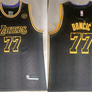 Men's Los Angeles Lakers #77 Luka Doncic Black 2025 Stitched Basketball Jerseys