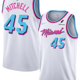 Men's Miami Heat #45 Davion Mitchell White 2025 City Edition Stitched Basketball Jersey