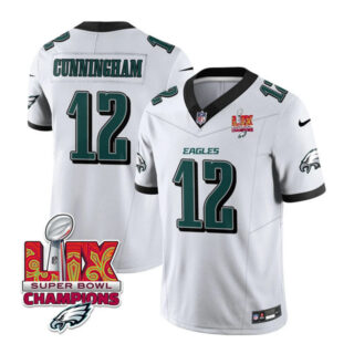 Men's Philadelphia Eagles #12 Randall Cunningham White 2025 Eagles Logo Super Bowl LIX Patch New F.U.S.E. Vapor Limited Stitched Football Jersey