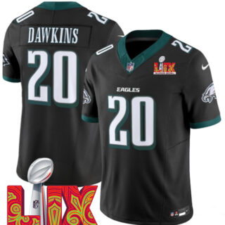 Men's Philadelphia Eagles #20 Brian Dawkins Black 2025 Super Bowl LIX Patch New F.U.S.E. Vapor Limited Stitched Football Jersey