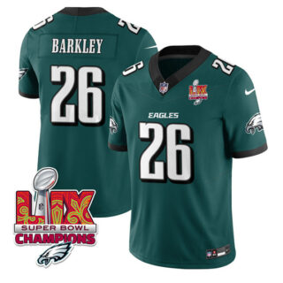 Men's Philadelphia Eagles #26 Saquon Barkley Green 2025 Eagles Logo Super Bowl LIX Patch New F.U.S.E. Vapor Untouchable Limited Stitched Football Jersey
