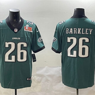 Men's Philadelphia Eagles #26 Saquon Barkley Green 2025 Super Bowl LIX Patch New Vapor Untouchable Limited Stitched Football Jersey