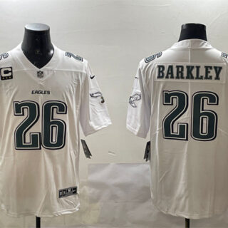 Men's Philadelphia Eagles #26 Saquon Barkley White Fashion With 3-Star C Patch Vapor Untouchable Limited Stitched Football Jersey