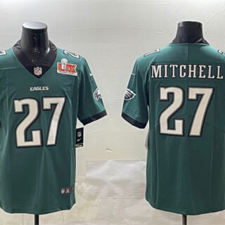 Men's Philadelphia Eagles #27 Quinyon Mitchell Green 2025 Super Bowl LIX Patch New Vapor Untouchable Limited Stitched Football Jersey