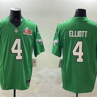 Men's Philadelphia Eagles #4 Jake Elliott Green 2025 Super Bowl LIX Patch F.U.S.E. Throwback Vapor Untouchable Limited Stitched Football Jersey