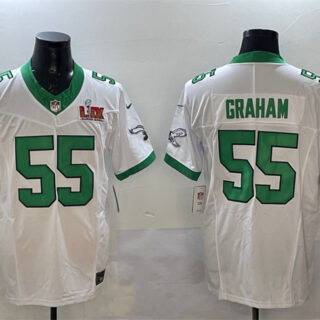 Men's Philadelphia Eagles #55 Brandon Graham White 2025 Super Bowl LIX Patch F.U.S.E. Vapor Untouchable Limited Stitched Football Jersey