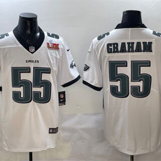 Men's Philadelphia Eagles #55 Brandon Graham White 2025 Super Bowl LIX Patch New Vapor Untouchable Limited Stitched Football Jersey