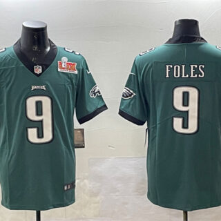 Men's Philadelphia Eagles #9 Nick Foles Green 2025 Super Bowl LIX Patch Vapor Untouchable Limited Stitched Football Jersey