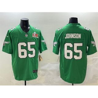 Men's Philadelphia Eagles #65 Lane Johnson Green 2025 Super Bowl LIX F.U.S.E. Throwback Vapor Untouchable Limited Football Stitched Jersey
