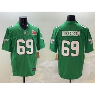 Men's Philadelphia Eagles #69 Landon Dickerson Green 2025 Super Bowl LIX F.U.S.E. Throwback Vapor Untouchable Limited Football Stitched Jersey
