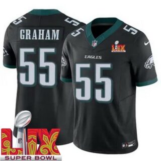 Men's Philadelphia Eagles Brandon Graham #55 Black 2024 2025 Super Bowl LIX F U S E Stitched NFL Jersey
