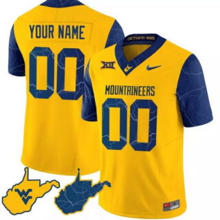 Custom West Virginia Mountaineers 2024 Country Roads Custom Jersey - All Stitched