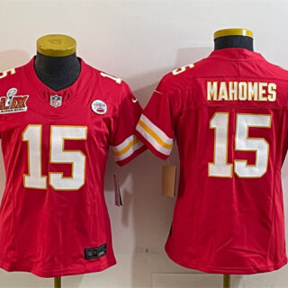 Women's Kansas City Chiefs #15 Patrick Mahomes Red 2025 Super Bowl LIX Patch F.U.S.E. Vapor Untouchable Limited Stitched Football Jersey(Run Small)