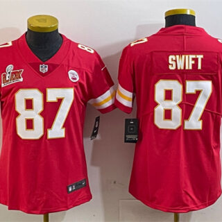 Women's Kansas City Chiefs #87 Taylor Swift Red 2025 Super Bowl LIX Patch Vapor Untouchable Limited Stitched Football Jersey(Run Small)