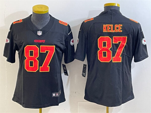 Women's Kansas City Chiefs #87 Travis Kelce Black Vapor Untouchable Limited Stitched Football Jersey(Run Small)