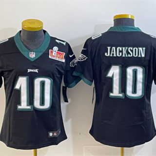 Women's Philadelphia Eagles #10 DeSean Jackson Black 2025 Super Bowl LIX Patch Vapor Untouchable Limited Stitched Football Jersey(Run Small)