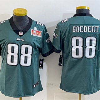 Women's Philadelphia Eagles #88 Dallas Goedert Green 2025 Super Bowl LIX Patch Vapor Untouchable Limited Stitched Football Jersey(Run Small)
