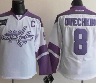 Women's Washington Capitals #8 Alexander Ovechkin White Fights Cancer Jersey