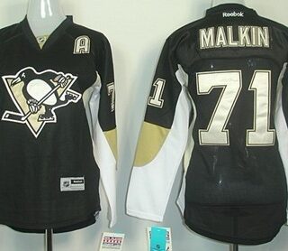 Women's Pittsburgh Penguins #71 Evgeni Malkin Black Jersey