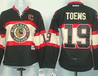 Women's Chicago Blackhawks #19 Jonathan Toews Black Third Jersey