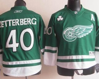 Youth Detroit Red Wings #40 Henrik Zetterberg St. Patrick's Day Green Kids Jersey