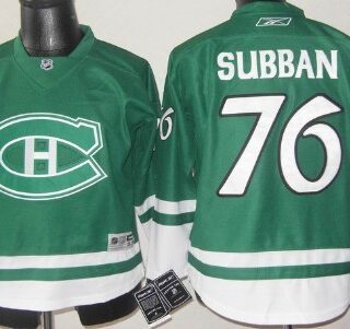 Youth Montreal Canadiens #76 P.K. Subban St. Patrick's Day Green Jersey