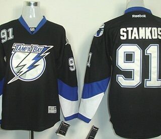 Youth Tampa Bay Lightning #91 Steven Stamkos Black Jersey