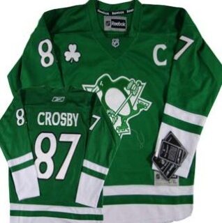 Youth Pittsburgh Penguins #87 Sidney Crosby St. Patrick's Day Green Jersey