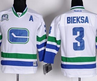 Youth Vancouver Canucks #3 Kevin Bieksa White Third Jersey