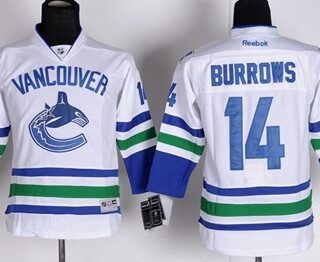 Youth Vancouver Canucks #14 Alexandre Burrows White Jersey