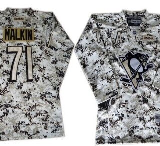 Youth Pittsburgh Penguins #71 Evgeni Malkin White Camo Jersey