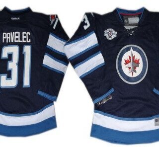 Youth Winnipeg Jets #31 Ondrej Pavelec Navy Blue Jersey