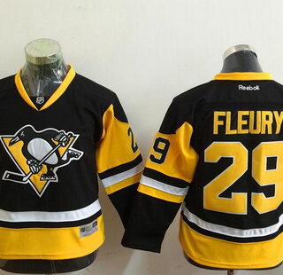 Youth Pittsburgh Penguins #29 Marc-Andre Fleury Black Third Reebok Hockey Jersey