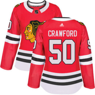 Women's Chicago Blackhawks #50 Corey Crawford Red Home Authentic Stitched NHL Jersey
