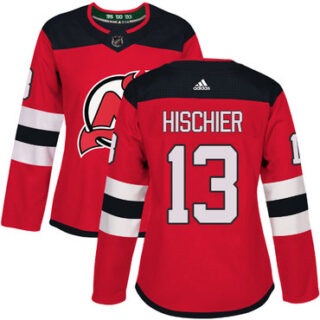 Women's New Jersey Devils #13 Nico Hischier Red Home Authentic Stitched NHL Jersey