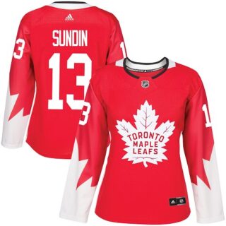 Women's Toronto Maple Leafs #13 Mats Sundin Red Team Canada Authentic Stitched NHL Jersey
