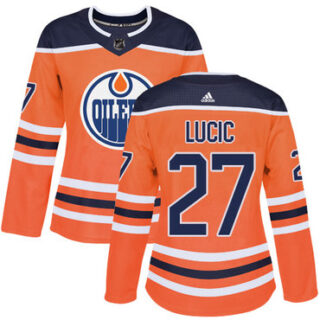 Women's Edmonton Oilers #27 Milan Lucic Orange Home Authentic Stitched NHL Jersey