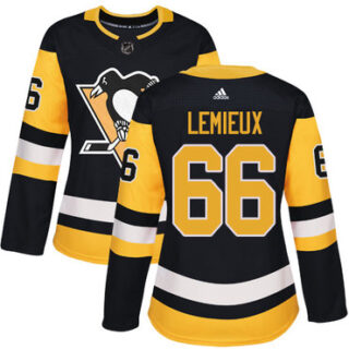Women's Pittsburgh Penguins #66 Mario Lemieux Black Home Authentic Stitched NHL Jersey