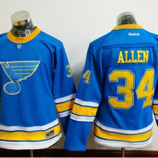 Women's St. Louis Blues #34 Jake Allen Light Blue 2017 Winter Classic Stitched NHL Jersey