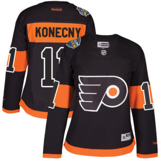 Women's Philadelphia Flyers #11 Travis Konecny Black 2017 Stadium Series Stitched NHL Jersey