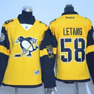 Women's Pittsburgh Penguins #58 Kris Letang Gold 2017 Stadium Series Stitched NHL Jersey