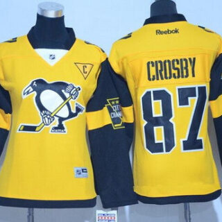 Women's Pittsburgh Penguins #87 Sidney Crosby Yellow 2017 Stadium Series Stitched NHL Reebok Hockey Jersey