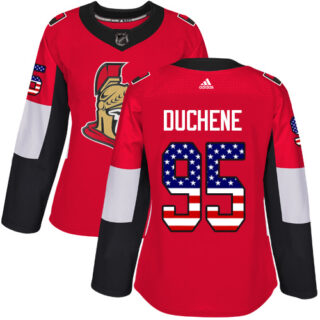 Women's Ottawa Senators #95 Matt Duchene Red Home Authentic USA Flag Stitched NHL Jersey