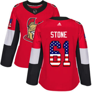 Women's Ottawa Senators #61 Mark Stone Red Home Authentic USA Flag Stitched NHL Jersey