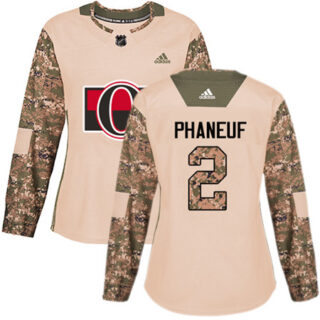 Women's Ottawa Senators #2 Dion Phaneuf Camo Authentic 2017 Veterans Day Stitched NHL Jersey